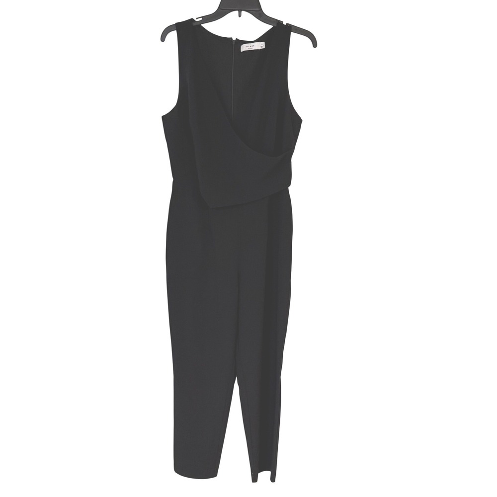 ALI & JAY Black Sleeveless Draped Front V-NeckJumpsuit Wide Leg Size Large